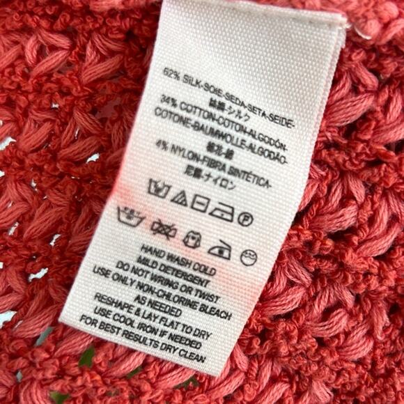 Free People "I'll Be Around" Asymmetrical Red Knitted Silk Cardigan - Picture 7 of 11